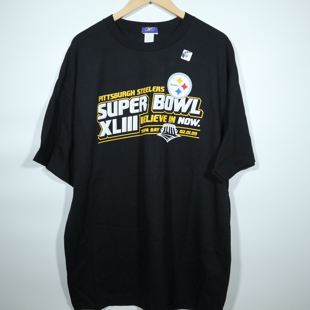 Reebok Pittsburgh Steelers XL Super Bowl XLIII 2009 Roster T-Shirt Black NFL
